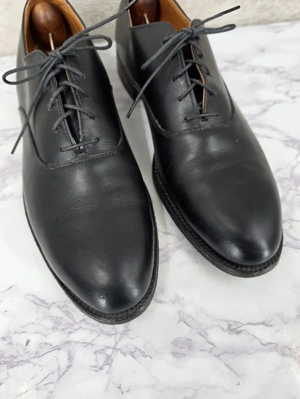 Alden 932 Plain Toe Bal Oxford Black Calf Leather Oxford Dress Shoes - Men